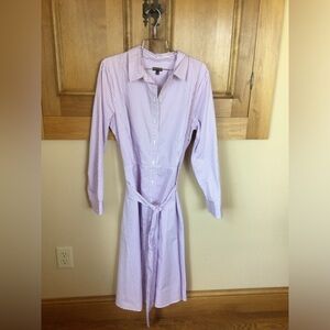 Talbots 16 striped button down belted shirt dress NWOT